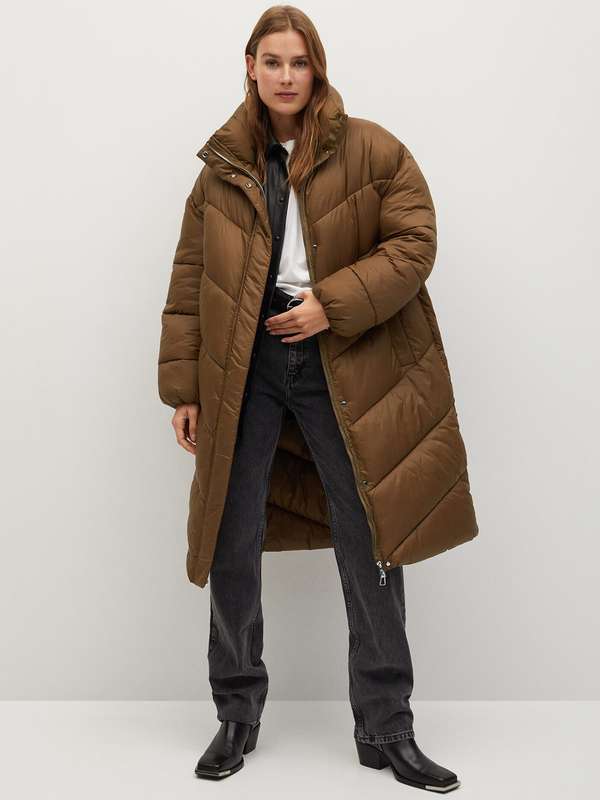 Mango Brown Solid Jacket - Buy Mango 