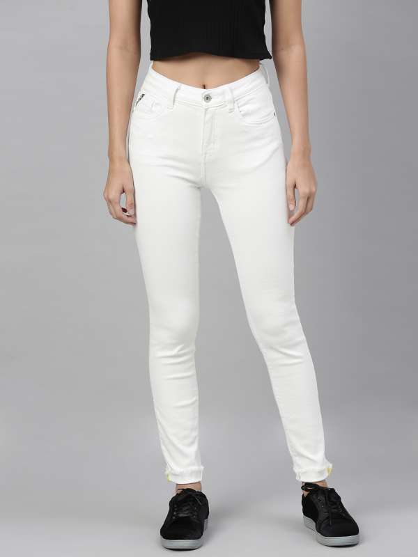white jeans myntra
