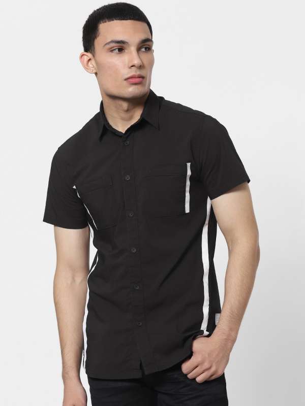 Black Half Sleeve Shirts Buy Black Half Sleeve Shirts Online Myntra