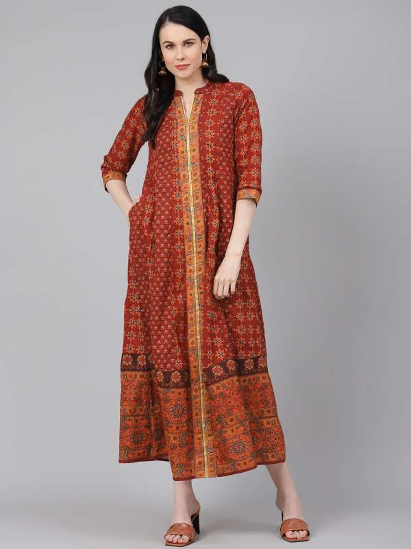 cotton maxi dresses online myntra