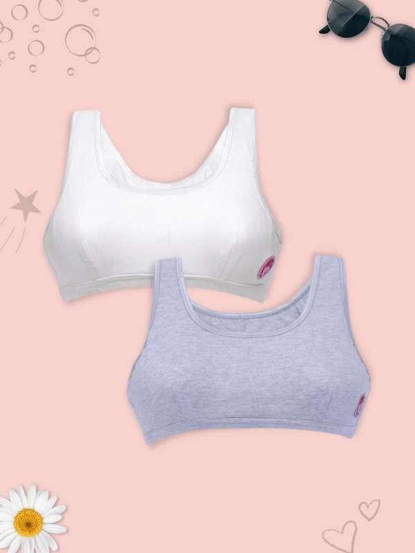 Buy Dchica Set of 3 Non Wired Beginner/Sports Bras For Girls Grey