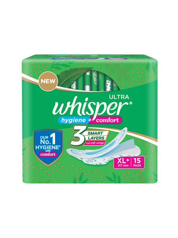 Whisper Ultra Soft Sanitary Pads XL+: Buy packet of 15.0 pads at best price  in India