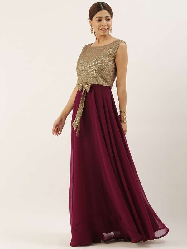 golden colour party wear dress