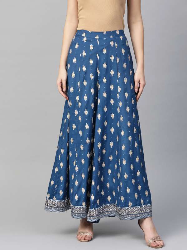 Buy Desi Weavess Blue Printed Palazzo Trousers - Palazzos for