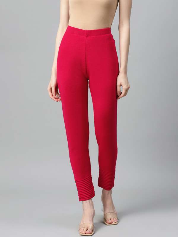 Buy Red Winter Knitted Leggings Online - W for Woman