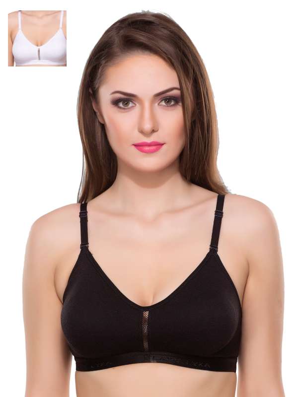 Buy Lady Lyka Women's Non Padded Non Wired Bra (Pack of 2)  (Monalisa-WHT-BLK_34C_White at