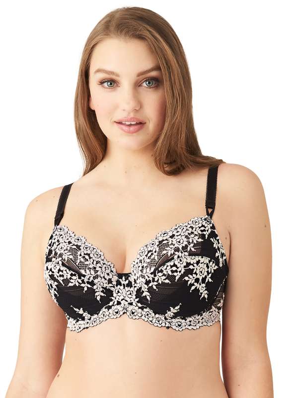Buy Clovia Cotton Rich Non-Padded Wirefree Full Cup Lacy Bra & High Waist  Hipster Panty - Black online