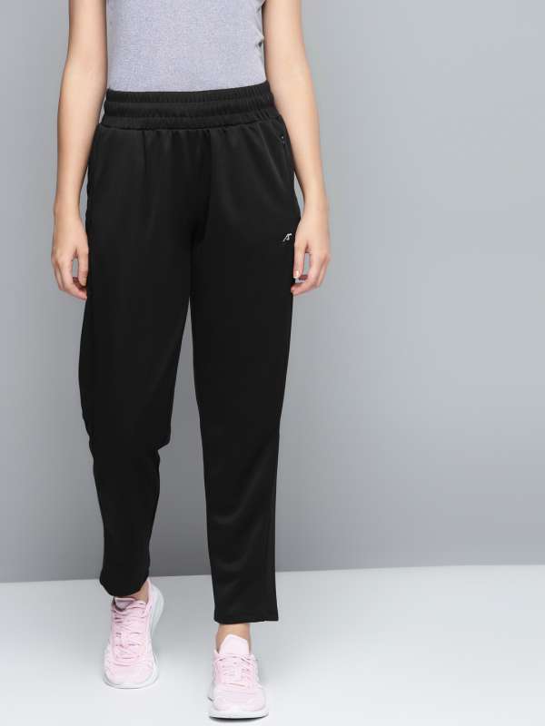 Buy Alcis Womens Black Anti-static Soft-touch Slim-fit Running Track Pants  online