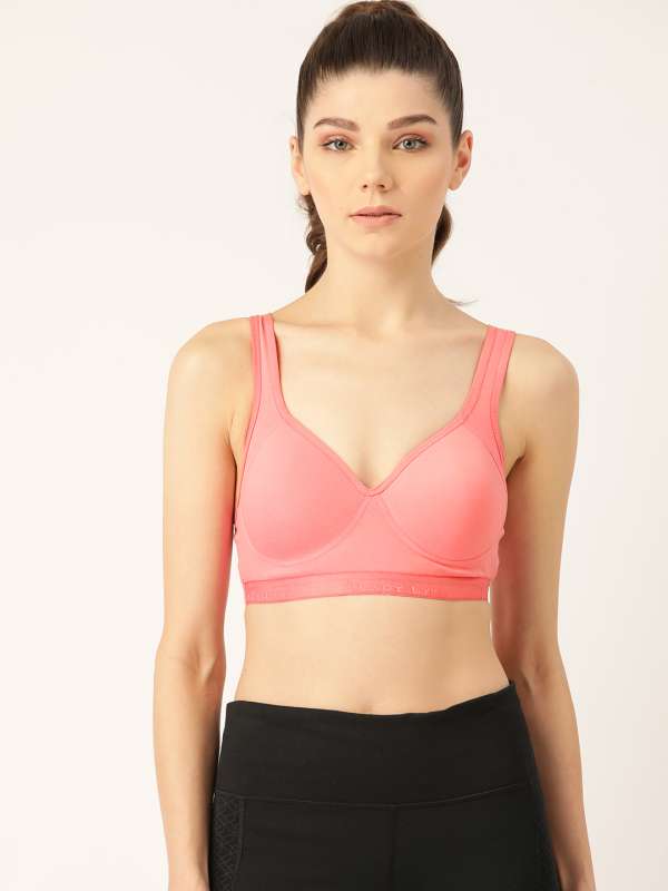 Lady Lyka Pink Solid Cotton Workout Bra-Full Coverage Non-Wired Non Padded