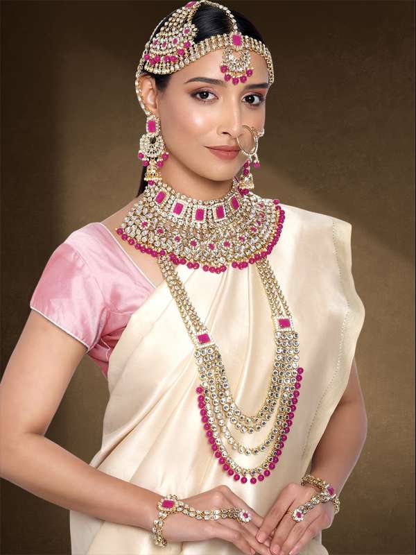 Red stone necklace set deals