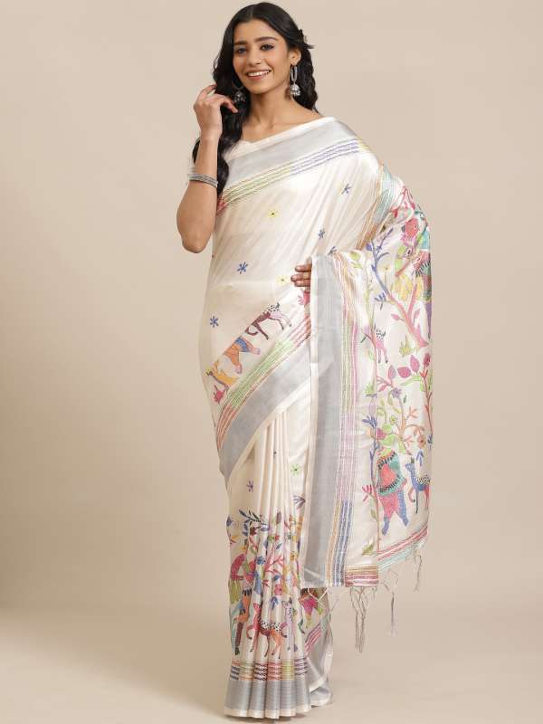 Myntra white on sale saree