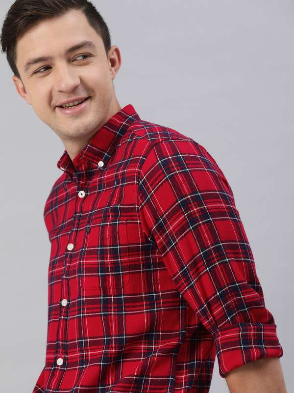 Red and black button down shirt clearance
