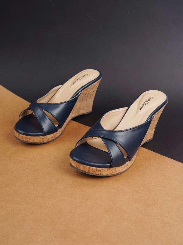 Navy leather best sale wedge sandals