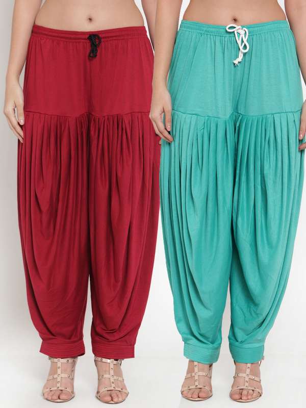 Women's Cotton Patiala Salwar Pants Regular Fit Salwar With Dupatta  Combo Maroon | eBay
