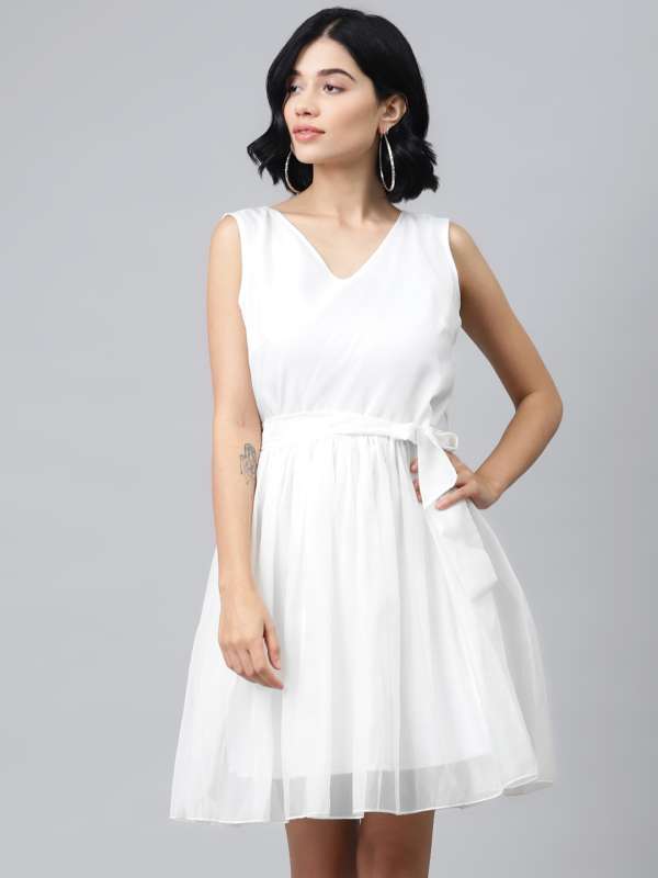 White online belt dress