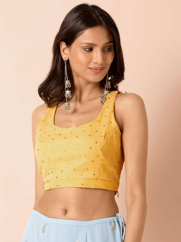 yellow ethnic crop top