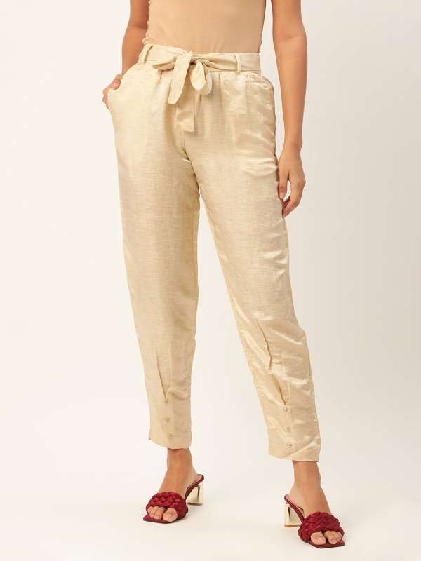Solid Regular Fit Peg Trousers