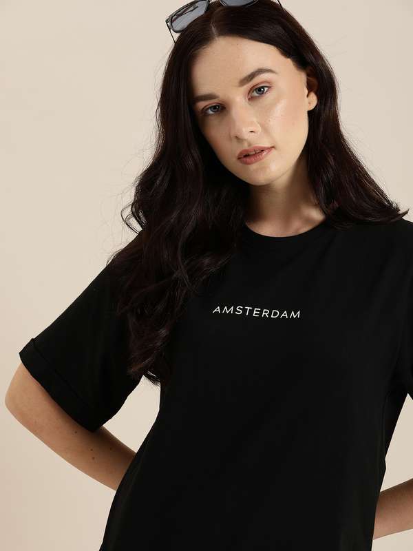 Ladies black tee shirts clearance