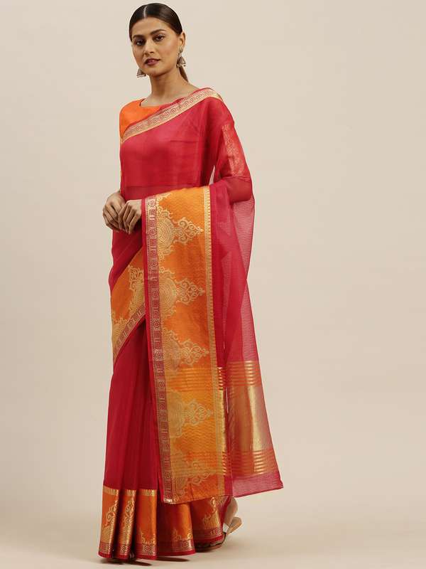 myntra red saree