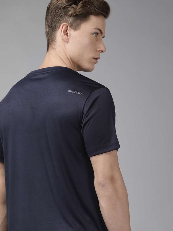 Wildcraft Blue Solid Round Neck T Shirt 