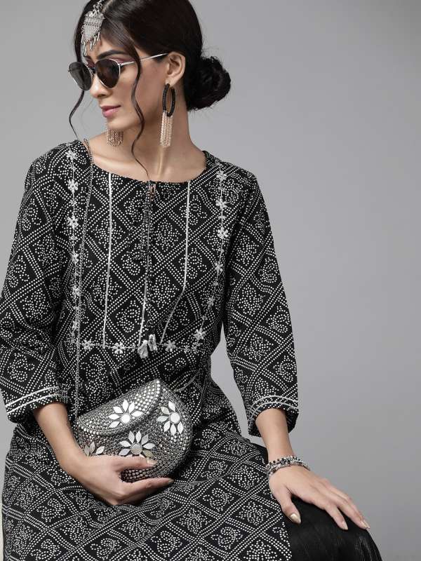 Black and white kurtis online hot sale