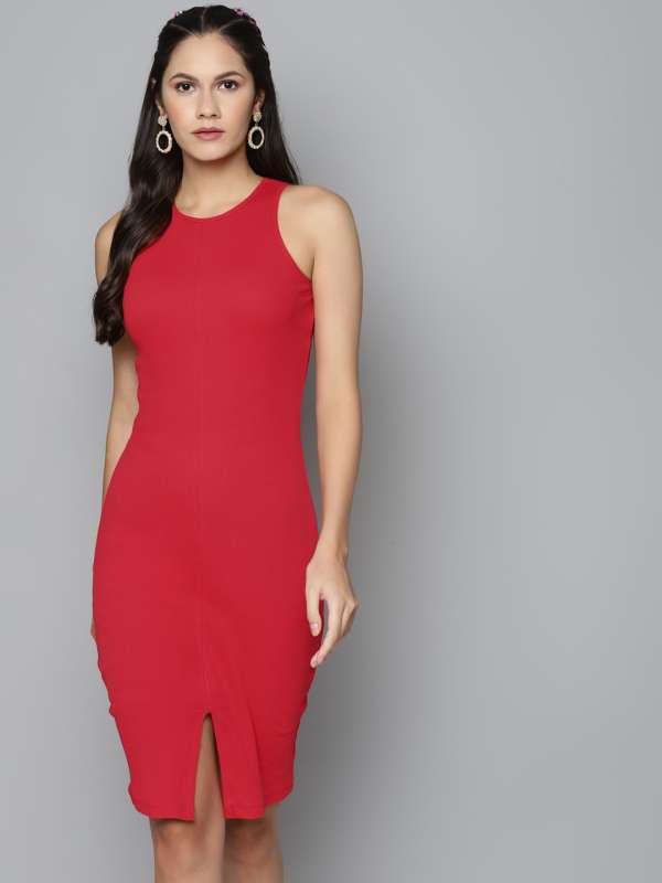 red colour one piece dress