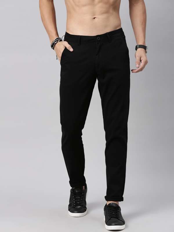 Black casual trousers mens online