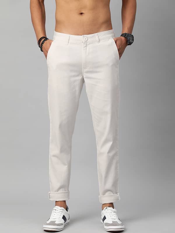 Buy Silvery White Chinos for Men Online in India at Beyoung