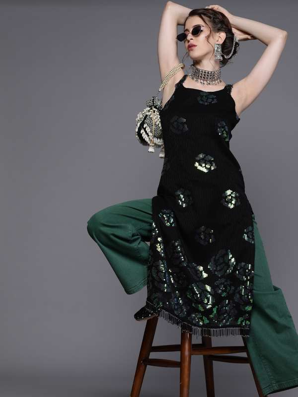 Black kurtis myntra new arrivals