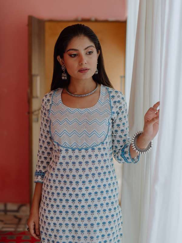 White suit 2024 blue salwar