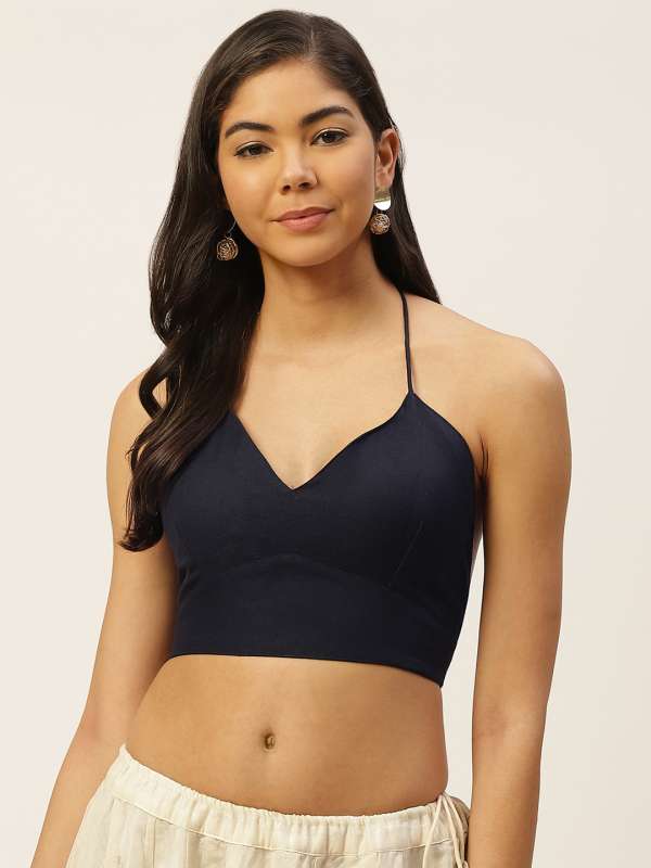 Black halter neck blouse online cheap