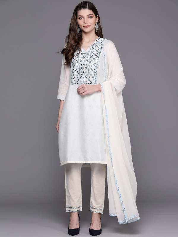 Biba Off White Solid Salwar Suit Buy Biba Off White Solid Salwar Suit online in India