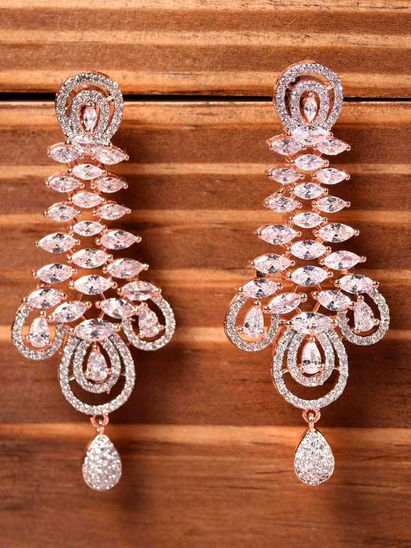 White Stone Earrings - Buy White Stone Earrings online in India