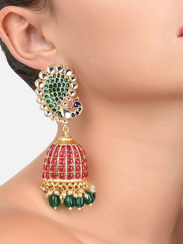 Peacock green colour earrings hot sale