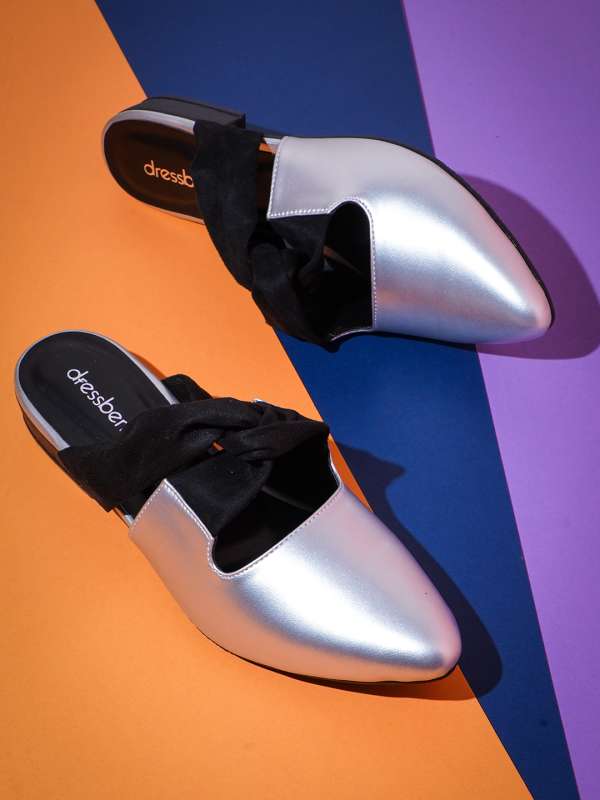 Silver metallic flats discount
