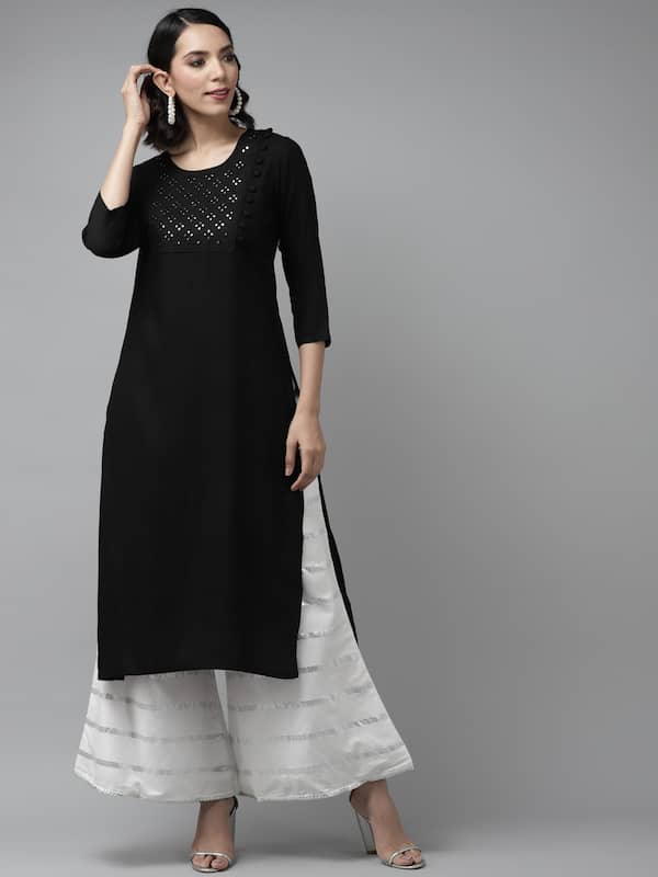Buy online Black Embellished Straight Kurti from Kurta Kurtis for Women by  Highlight Fashion Export for ₹529 at 74% off | 2023 Limeroad.com