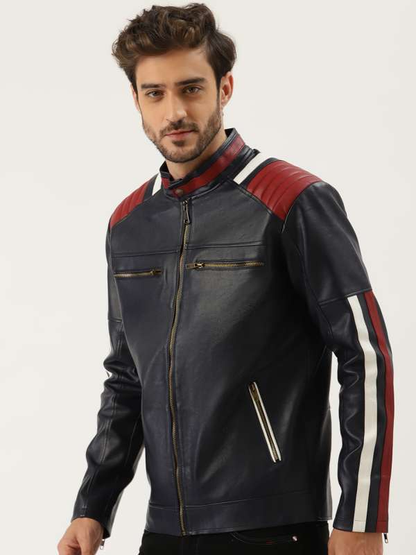 Red and blue leather jacket cheap