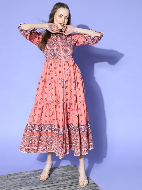 Cotton maxi dress myntra discount