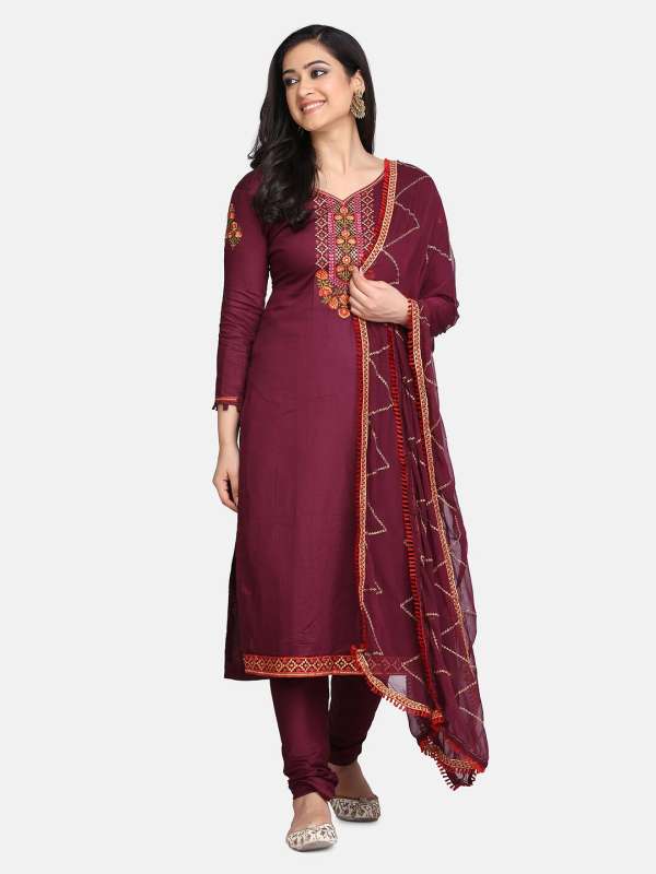 pure cotton embroidered dress material