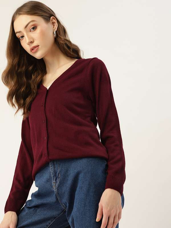 Women Burgundy Sweaters - Buy Women 