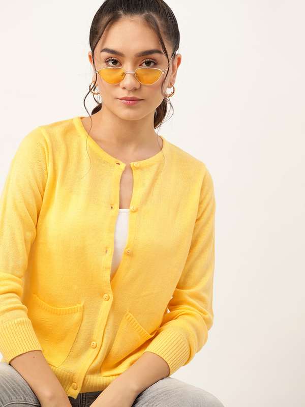 Rage Yellow Solid Cardigan 300202933 