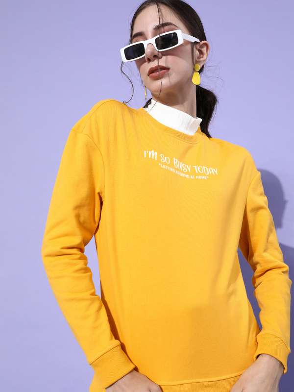 Yellow sweatshirt ladies shop