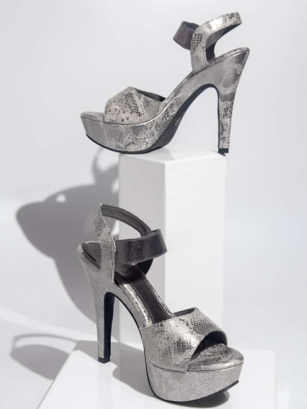 Grey platform heels store