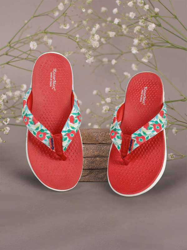 Red and 2025 white flip flops