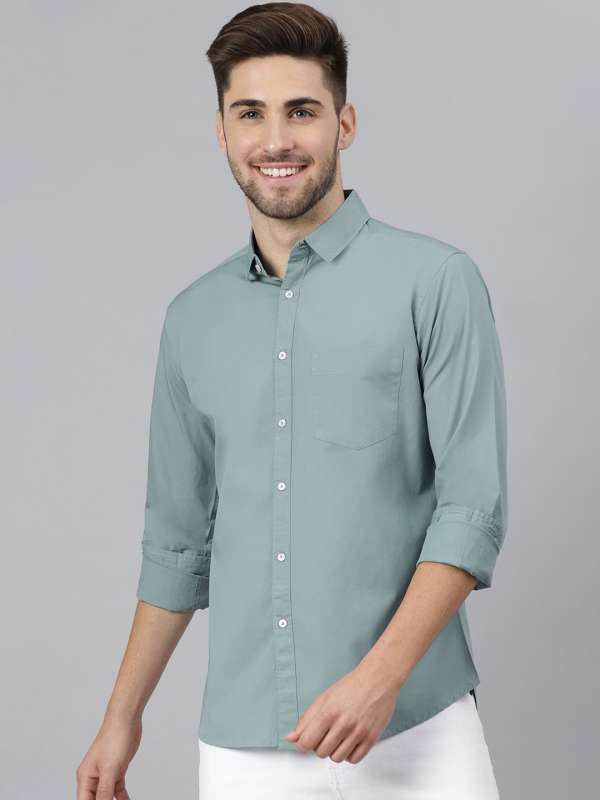 Teal green dress shirt sales