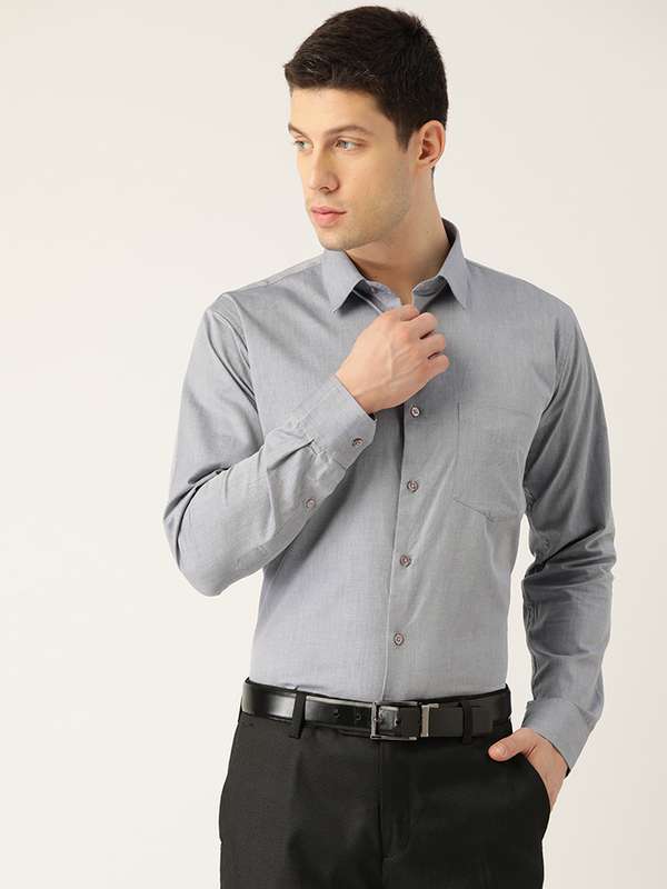 Hancock Grey Solid Formal Shirt 