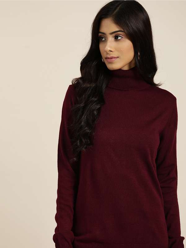 Women Burgundy Sweaters - Buy Women 