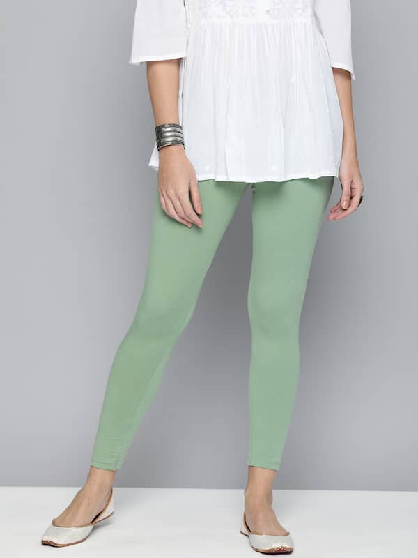 Buy HOMESHOP Shiny lycra leggings for women and girls (Pack of 2) Parrot  Green Skyblue Online - Get 58% Off
