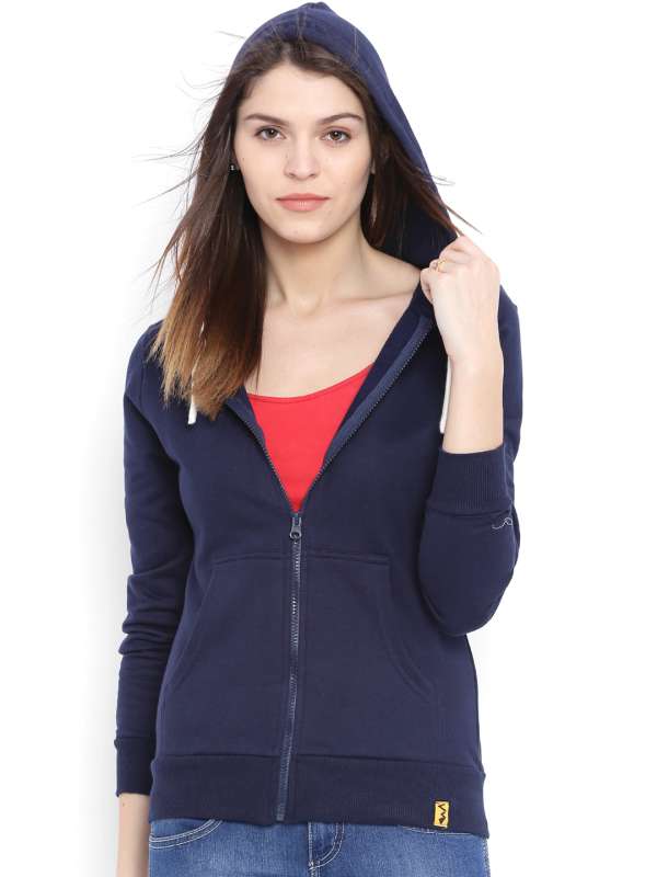 Buy Campus Sutra Royal Blue Womens Zipper Hoodie