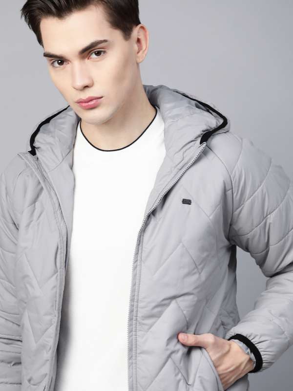 Roadster Men Grey Solid Padded Jacket (S) by Myntra